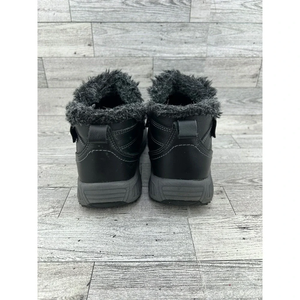 Orthofeet 793 Black Leather‎ Faux Fur Trim Orthopedic Ankle Boots Men 7B EU 37.5